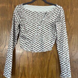 Checkered button down crop top